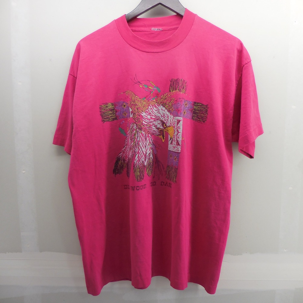 Vintage Deadwood South Dakota‎ Eagle Graphic T-Shirt Pink Single Stitch XL 90s